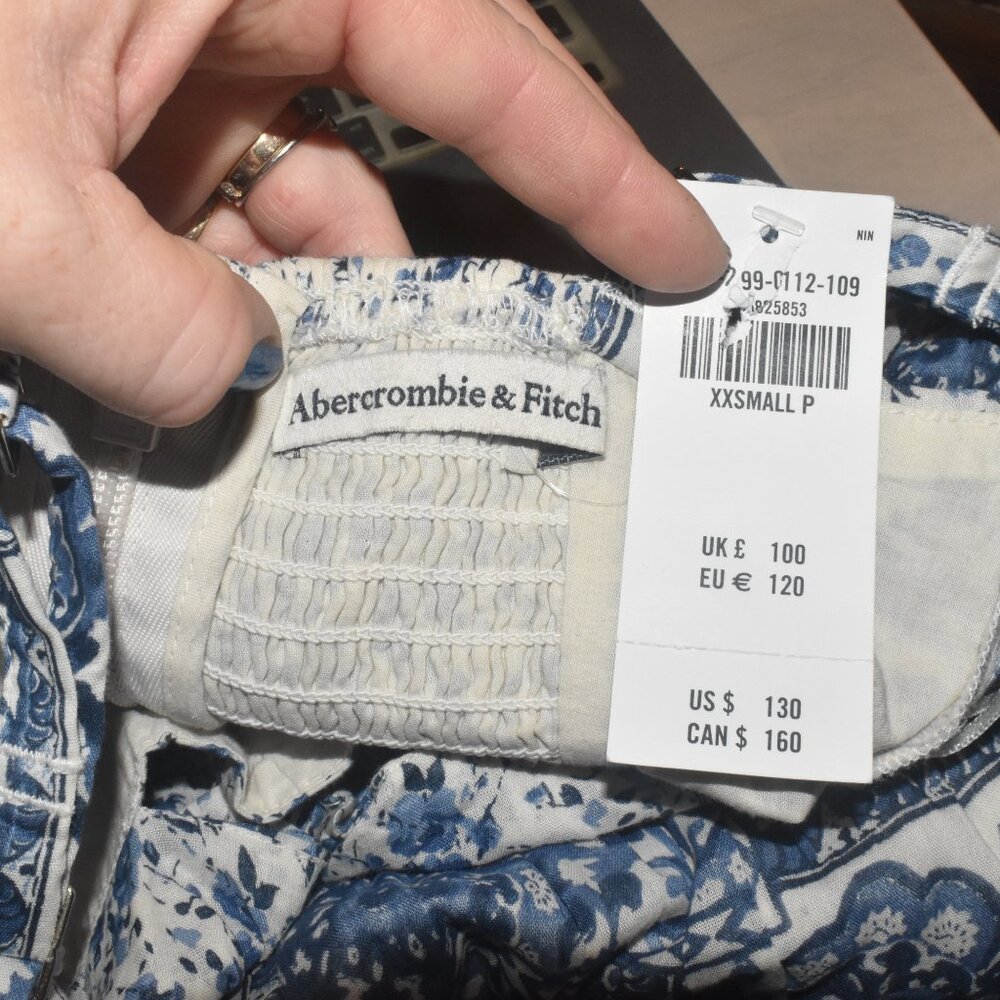 NWT Abercrombie & Fitch Blue White Floral Dress Size XXS $130! - Picture 8 of 8